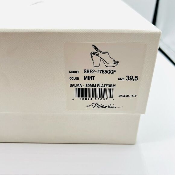 NWT 3.1 Phillip Lim Salma Glitter Platform Leather Sandals in Mint Blue 9.5 39.5 - Picture 7 of 8